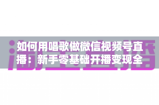 如何用唱歌做微信视频号直播:新手零基础开播变现全攻略 如何用唱歌做微信视频号直播:新手零基础开播变现全攻略