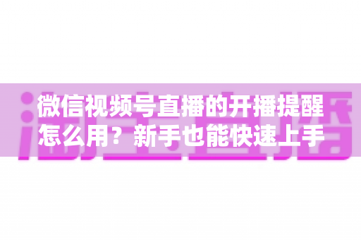 微信视频号直播的开播提醒怎么用？新手也能快速上手的完整操作指南与涨粉秘籍