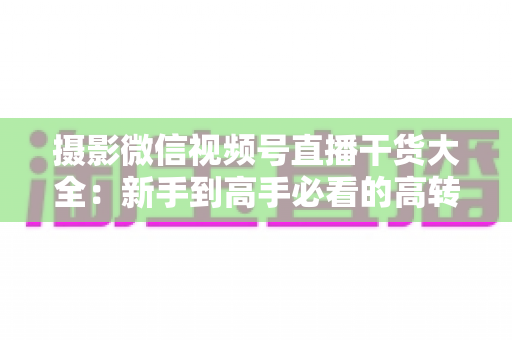 摄影微信视频号直播干货大全:新手到高手必看的高转化直播运营实战指南 摄影微信视频号直播干货大全:新手到高手必看的高转化直播运营实战指南