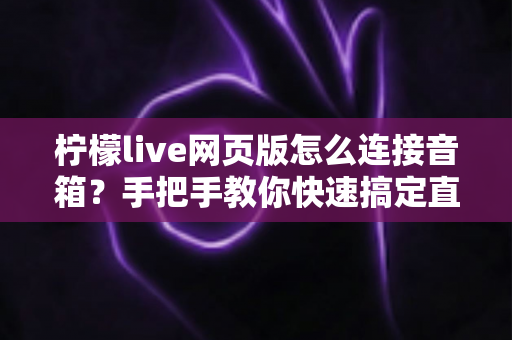 柠檬live网页版怎么连接音箱？手把手教你快速搞定直播声音输出